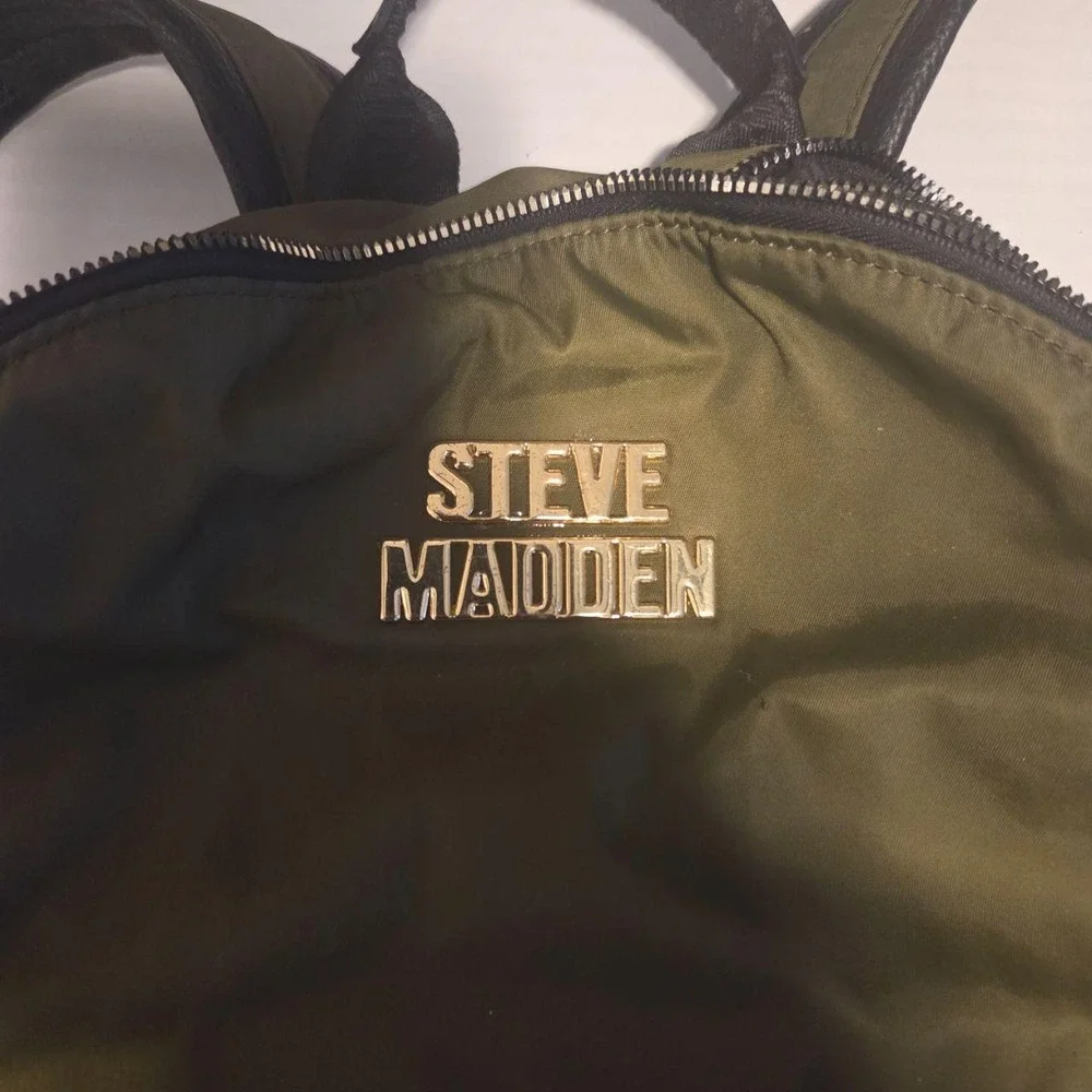 Steve Madden Olive Green Nylon Backpack with Detachable Pouch Utility Bag